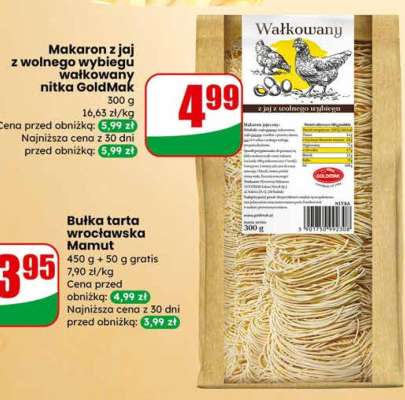 Makaron z jaj z wolnego wybiegu wałkowany nitka GoldMak