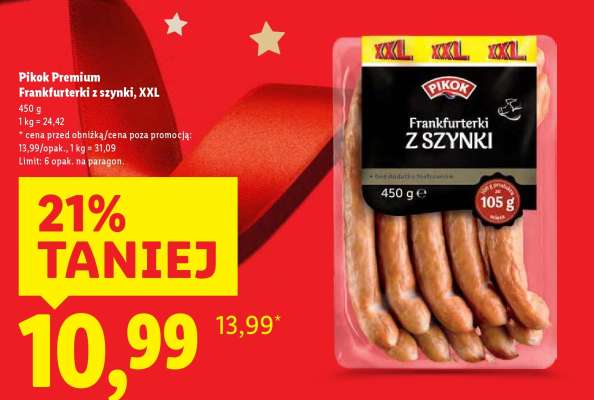 PIKOK PREMIUM Frankfurterki z szynki, XXL