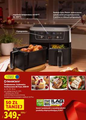 SilverCrest Dwukomorowa frytkownica beztłuszczowa Air Fryer, 2600 W