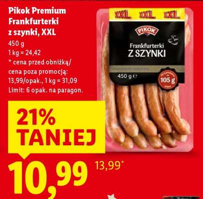 PIKOK PREMIUM Frankfurterki z szynki, XXL