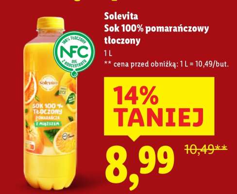 Solevita Sok 100% pomarańczowy tłoczony