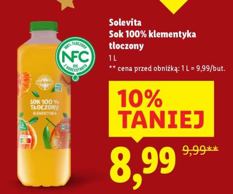 Solevita Sok 100% klementynka tłoczony