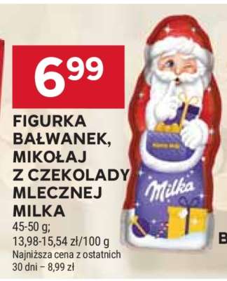 Figurka Bałwanek, Mikołaj z czekolady mlecznej Milka