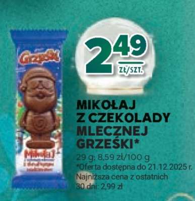 Mikołaj z czekolady mlecznej Grześki