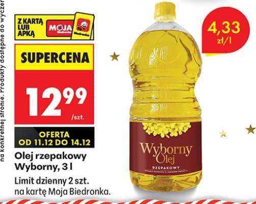 Olej rzepakowy Wyborny, 3 l