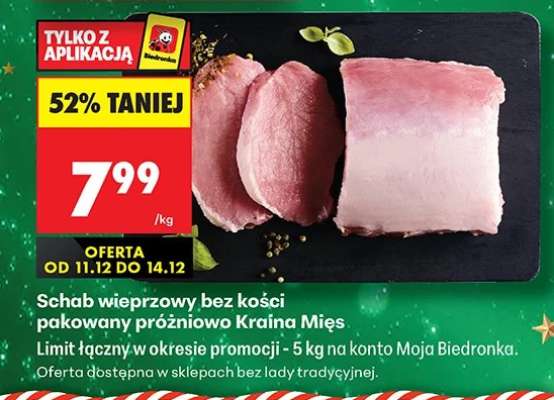 Schab wieprzowy bez kości pakowany próżniowo Kraina Mięs