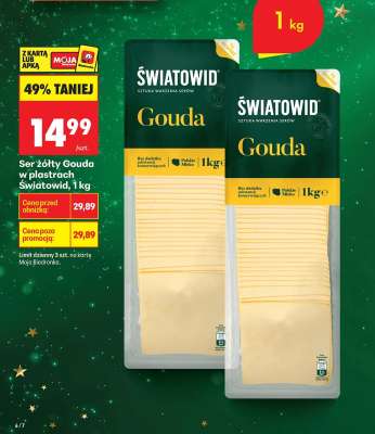 Ser żółty Gouda w plastrach światowid , 1 kg