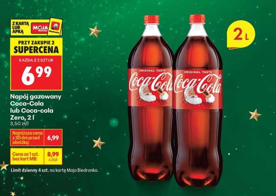 Napój gazowany Coca Cola lub Coca Cola Zero, 2l