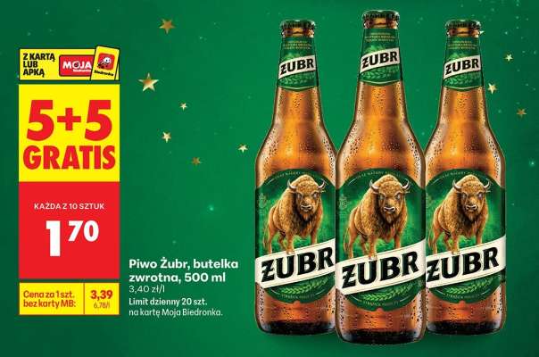 Piwo Żubr, butelka zwrotna, 500 ml