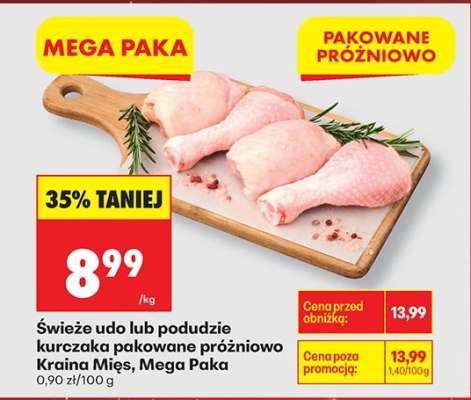 Świeże udo lub podudzie kurczaka pakowane próżniowo Kraina Mięs Mega Paka