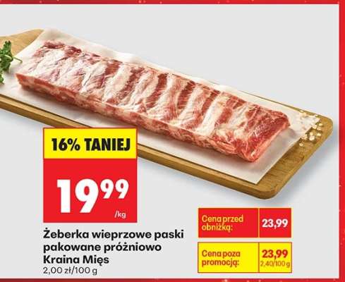 Żeberka wieprzowe paski pakowane próżniowo Kraina Mięs
