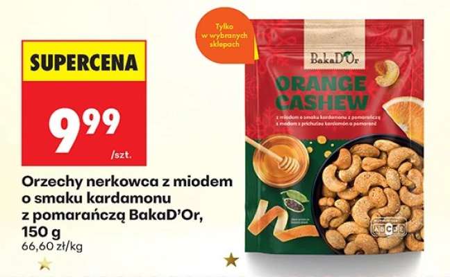 Orzechy nerkowca z miodem o smaku kardamonu z pomarańczą BakaD’Or, 150 g