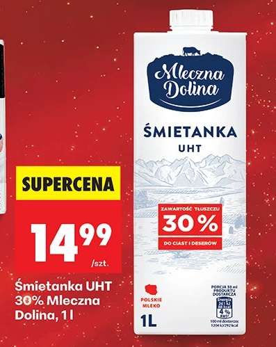 Śmietanka UHT 30% Mleczna Dolina, 1l