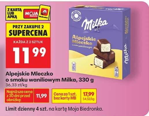 Alpejskie Mleczko o smaku waniliowym Milka 330 g