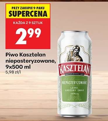 Piwo Kasztelan niepasteryzowane, 9x500 ml