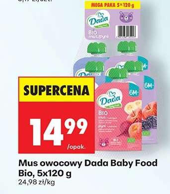 Mus owocowy Dada Baby Food Bio, 5x120 g
