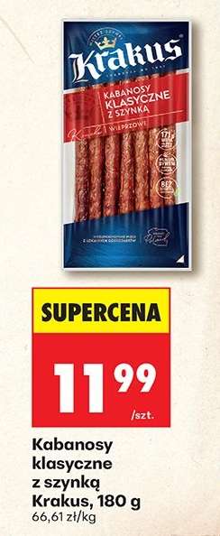 Kabanosy klasyczne z szynką Krakus 180 g