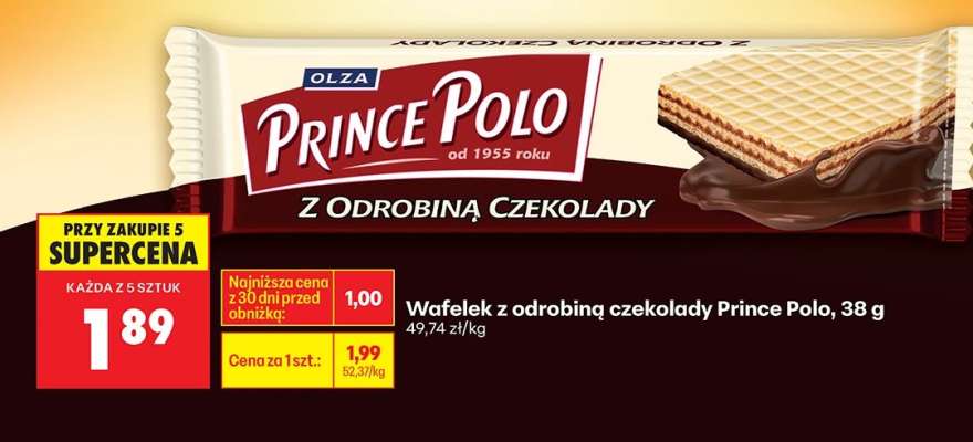Wafelek z odrobiną czekolady Prince Polo, 38 g