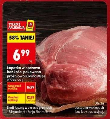 Łopatka wieprzowa bez kości pakowana próżniowo Kraina Mięs