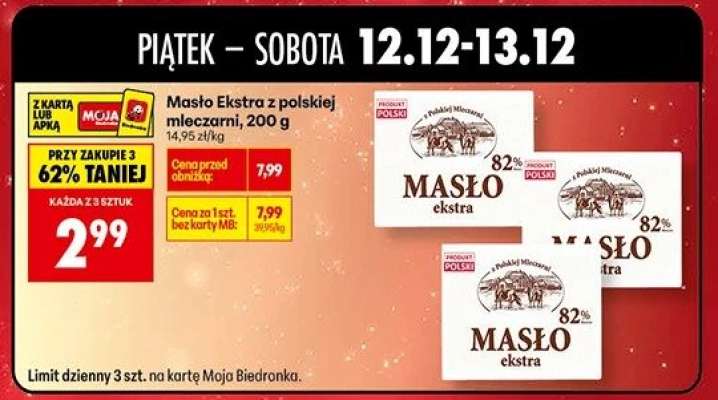 Masło Ekstra z polskiej mleczarni, 200 g