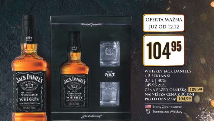 WHISKEY JACK DANIEL'S + 2 SZKLANKI