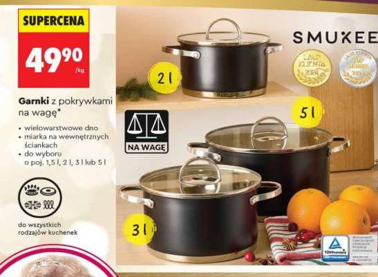 Garnki z pokrywkami na wagę