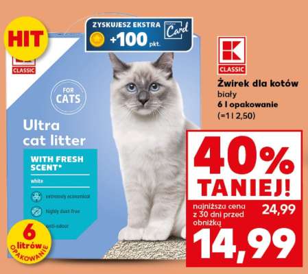 Żwirek dla kotów biały 6 l opakowanie