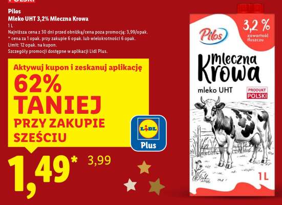 Pilos Mleko UHT 3,2% Mleczna Krowa