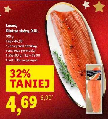 Łosoś, filet ze skórą, XXL