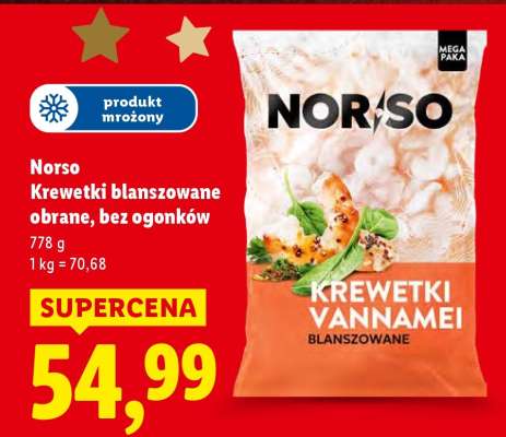 Norso Krewetki blanszowane obrane, bez ogonków