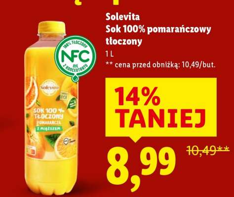 Solevita Sok 100% pomarańczowy tłoczony