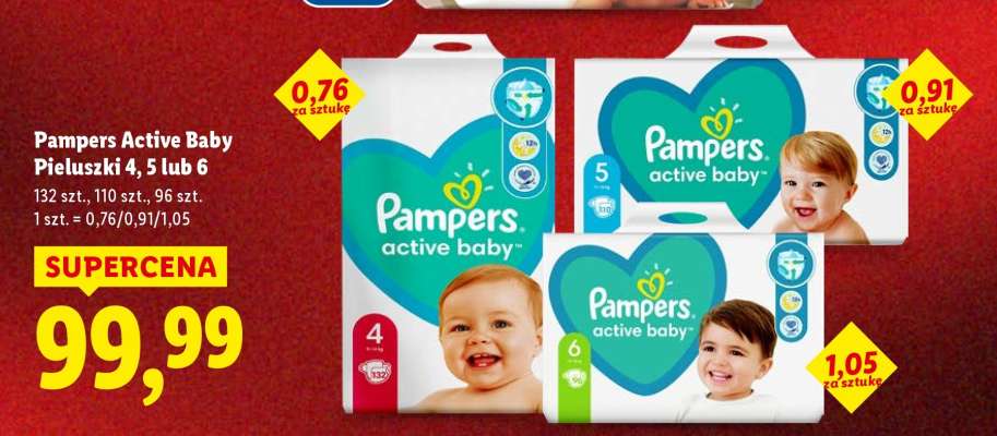 PAMPERS ACTIVE BABY Pieluszki 4, 5 lub 6