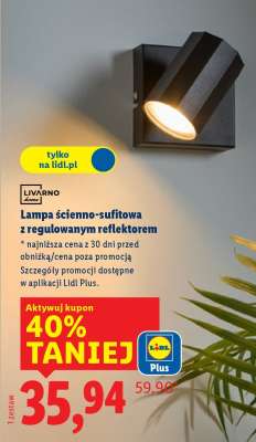 Lampa ścienno-sufitowa z regulowanym reflektorem