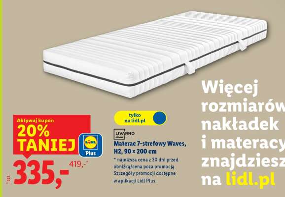 Materac 7-strefowy Waves, H2, 90 x 200 cm