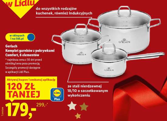 Gerlach Komplet garnków z pokrywkami Comfort, 6 elementów