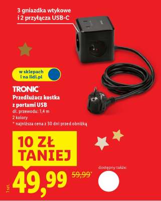 TRONIC Przedłużacz kostka z portami USB