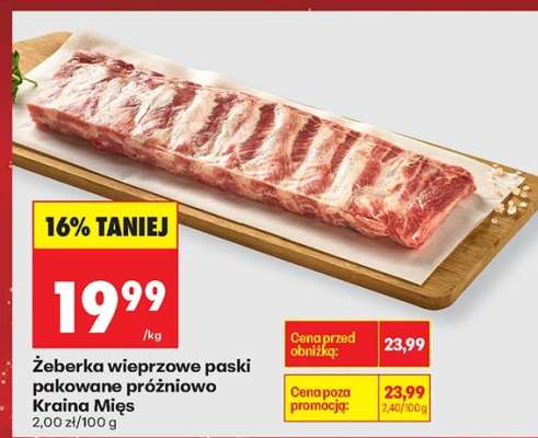 Żeberka wieprzowe paski pakowane próżniowo Kraina Mięs