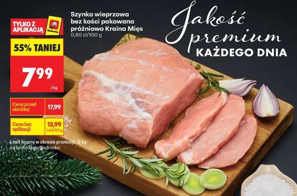 Szynka wieprzowa bez kości pakowana próżniowo Kraina Mies