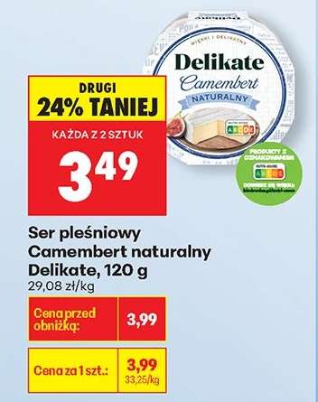 Ser pleśniowy Camembert naturalny Delikate, 120 g