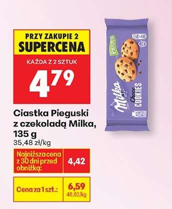 Ciastka Pieguski z czekoladą Milka, 135 g