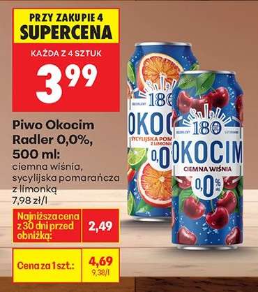 Piwo Okocim Radler 0,0%, 500 ml