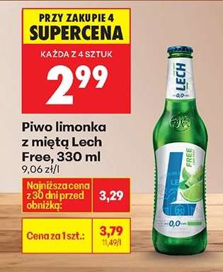 Piwo limonka z miętą Lech Free, 330 ml