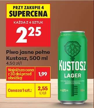 Piwo jasne pełne Kustosz, 500 ml