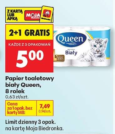 PAPIER TOALETOWY BIAŁY QUEEN 8 ROLEK