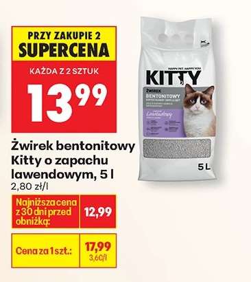 Żwirek bentonitowy Kitty o zapachu lawendowym, 5 l