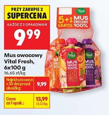 Mus owocowy Vital Fresh, 6x100 g