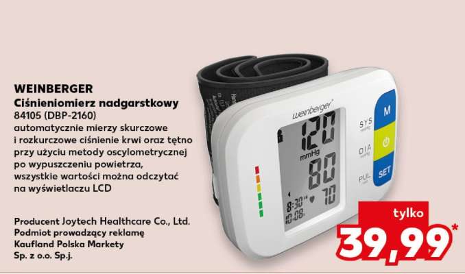 WEINBERGER Ciśnieniomierz nadgarstkowy