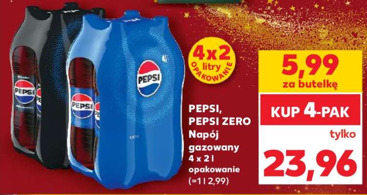 PEPSI, PEPSI ZERO Napój gazowany 4 x 2l opakowanie