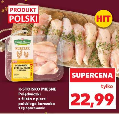 K-STOISKO MIĘSNE Poledwiczki z fileta z piersi polskiego kurczaka 1 kg opakowanie