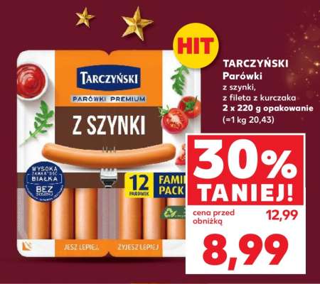 TARCZYŃSKI Parówki z szynki, z fileta z kurczaka 2 x 220 g opakowanie